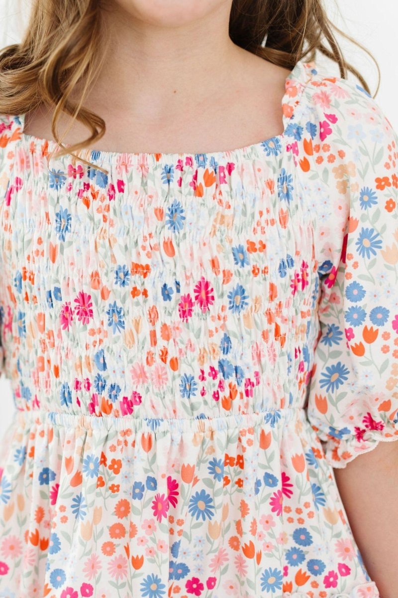 Mila & Rose ® Meadow Magic Smocked Ruffle Dress For Girls Twirl Ready - Everetts Place Boutique - 