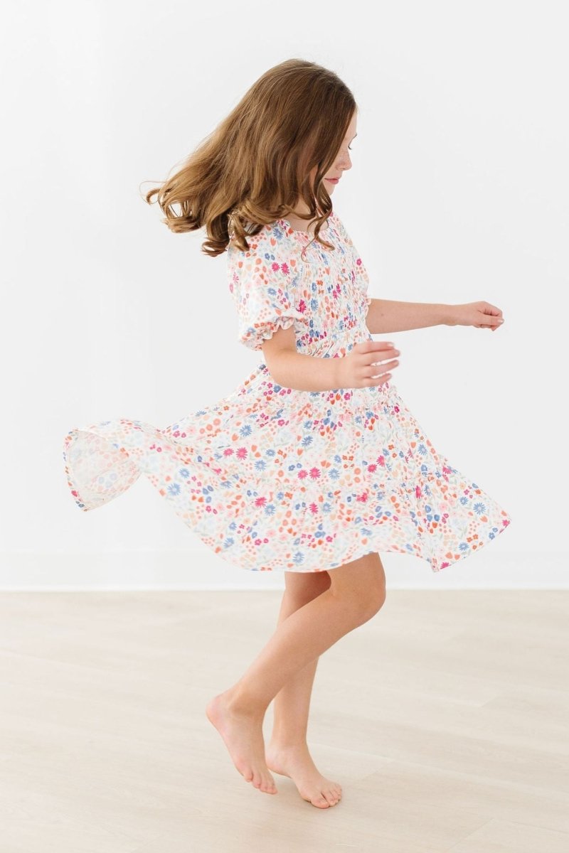 Mila & Rose ® Meadow Magic Smocked Ruffle Dress For Girls Twirl Ready - Everetts Place Boutique - 