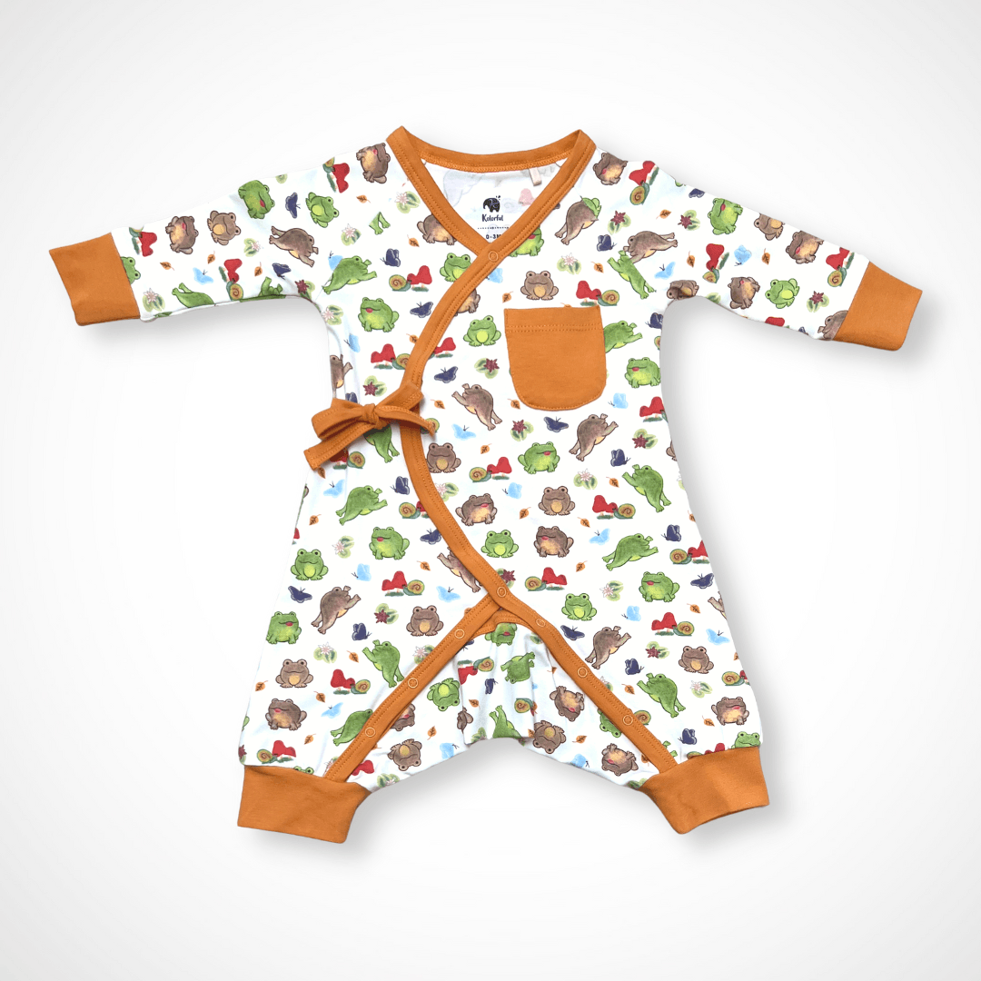 Frog Kimono Long Sleeve Romper | Organic Pima Cotton by Kolorful