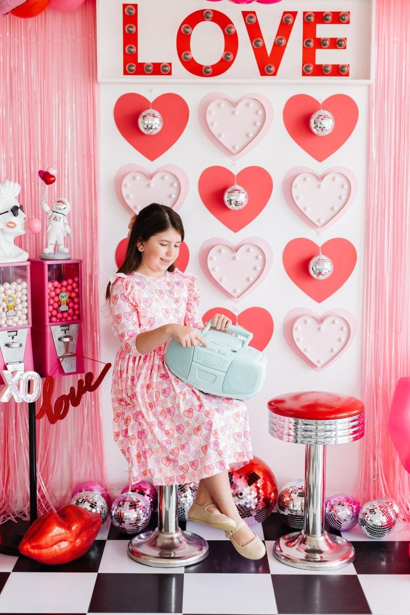 Mila & Rose ® Melt My Heart Quarter Sleeve Ruffle Twirl Dress For Girls - Everetts Place Boutique - 