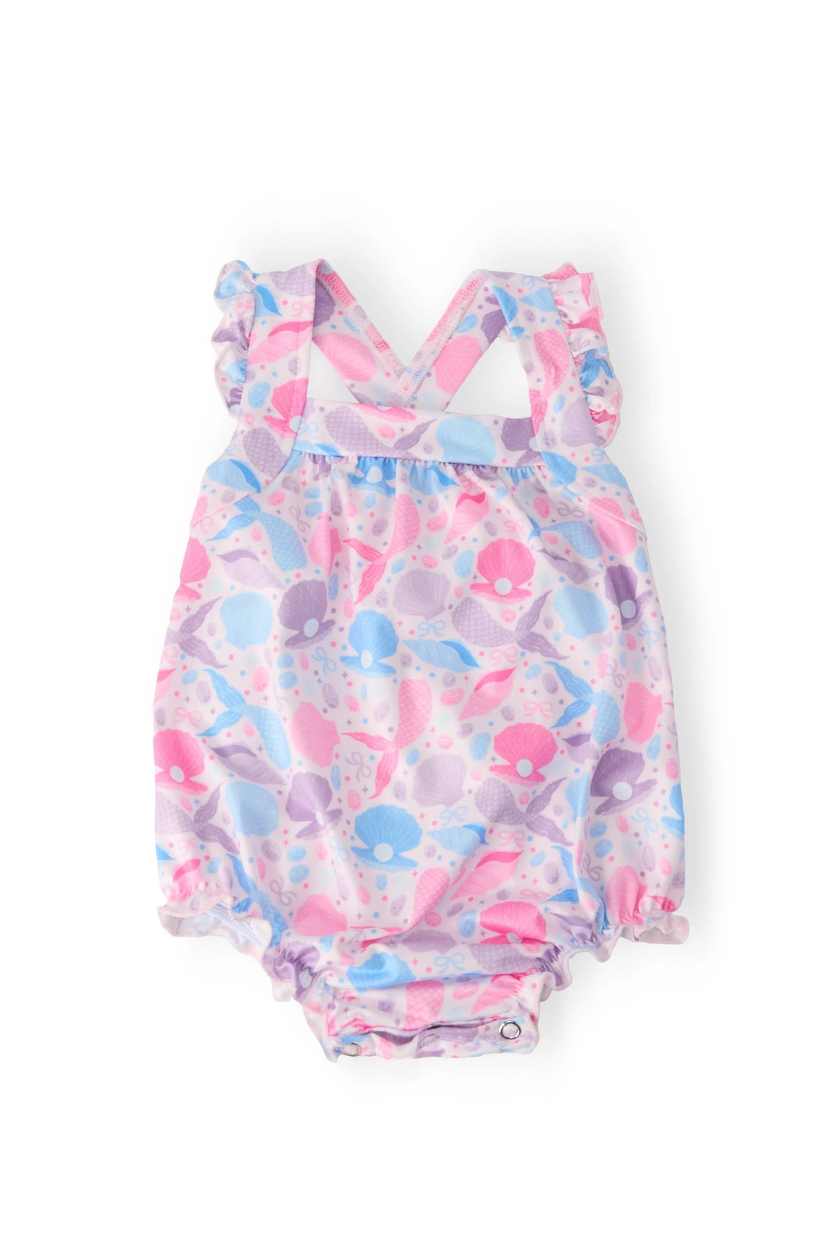 Mila & Rose ® Mermaid Tails Ruffle Cross Back Romper - 