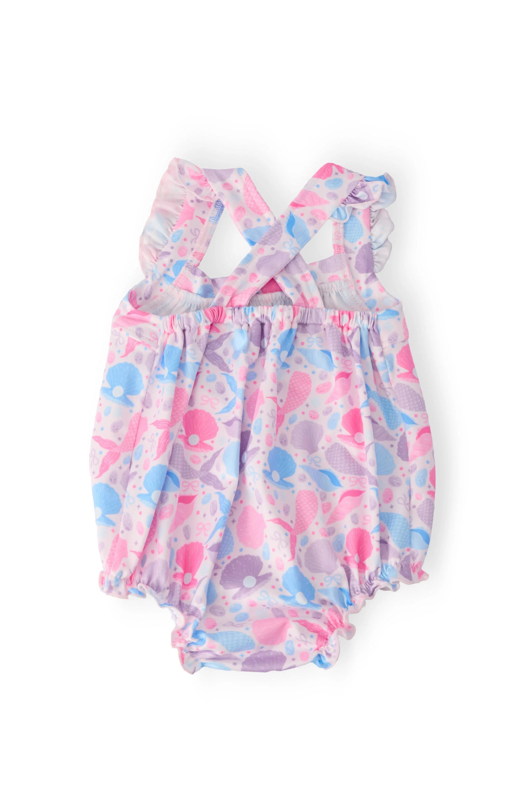 Mila & Rose ® Mermaid Tails Ruffle Cross Back Romper - 
