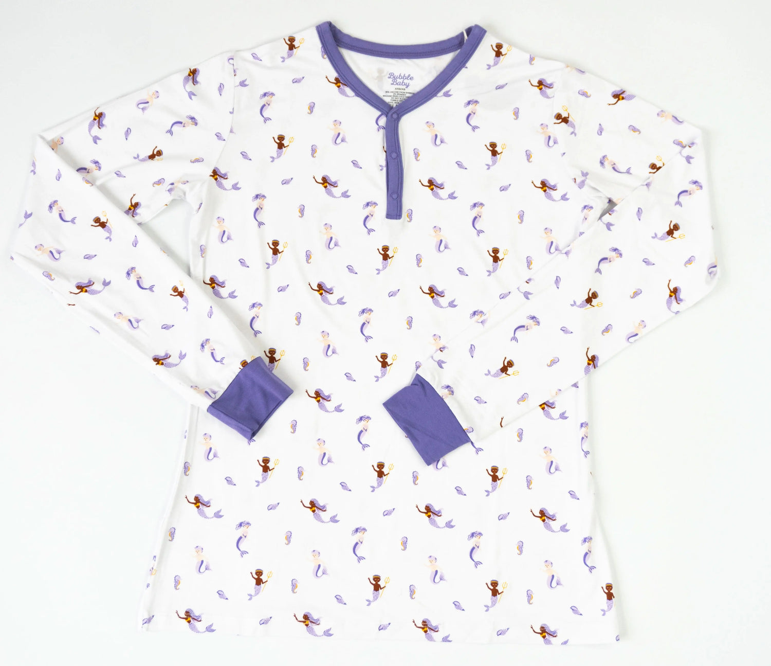 Bubble Baby Mermaid | Adult Long Sleeve Henley - 