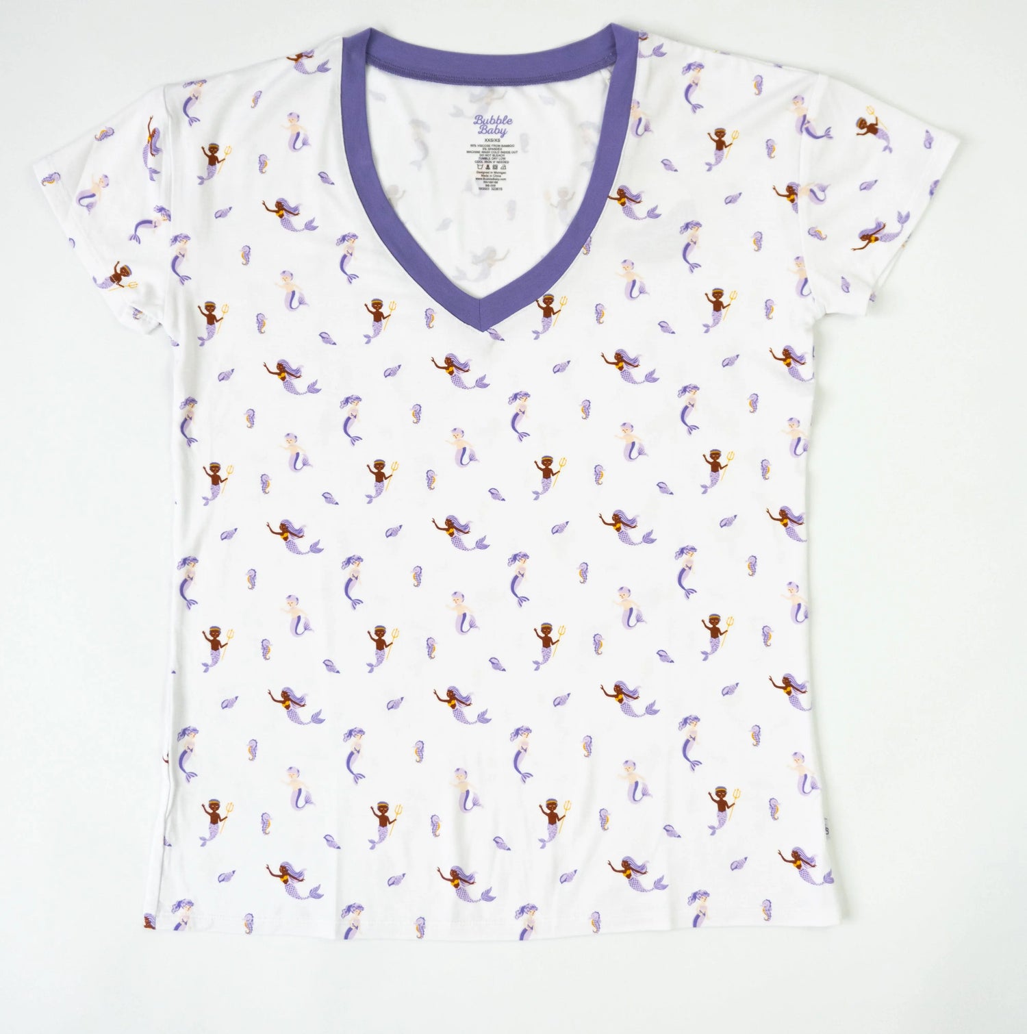 Bubble Baby Mermaid | Adult Short Sleeve V Neck - 