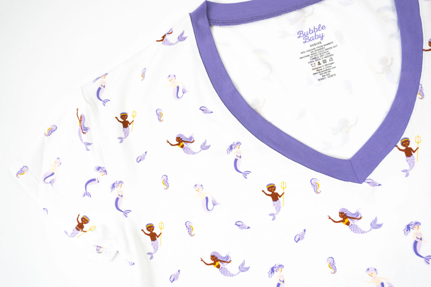 Bubble Baby Mermaid | Adult Short Sleeve V Neck - 