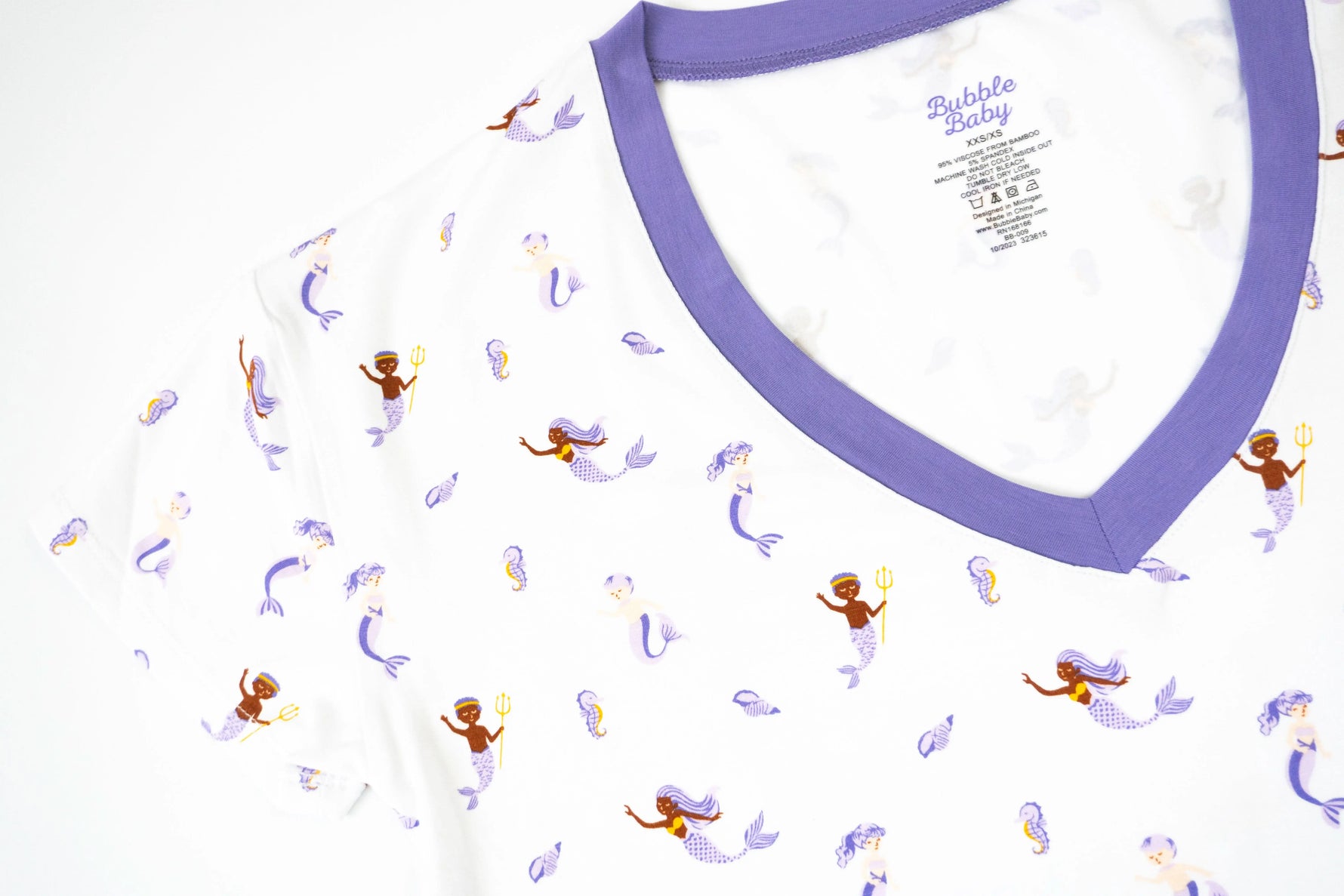 Bubble Baby Mermaid | Adult Short Sleeve V Neck - 