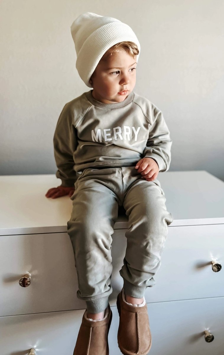 Merry Graphic Organic Cotton 2pc Jogger Set Little Joy Co. Everetts Place Boutique