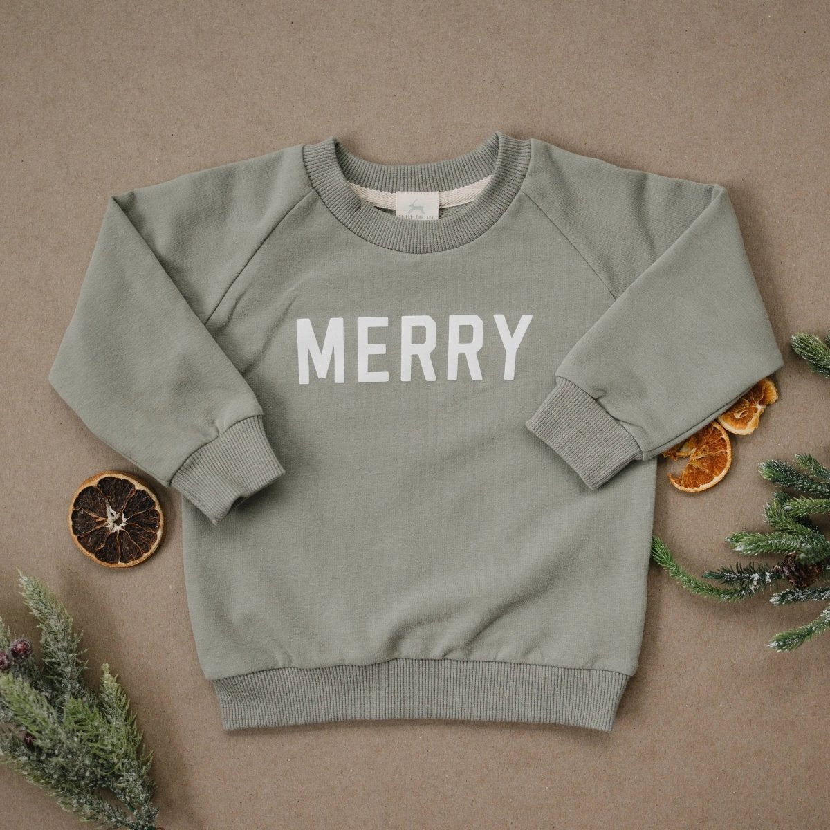 Little Joy Co. Merry Organic Cotton Crewneck Sweatshirt - Green - Everetts Place Boutique - 