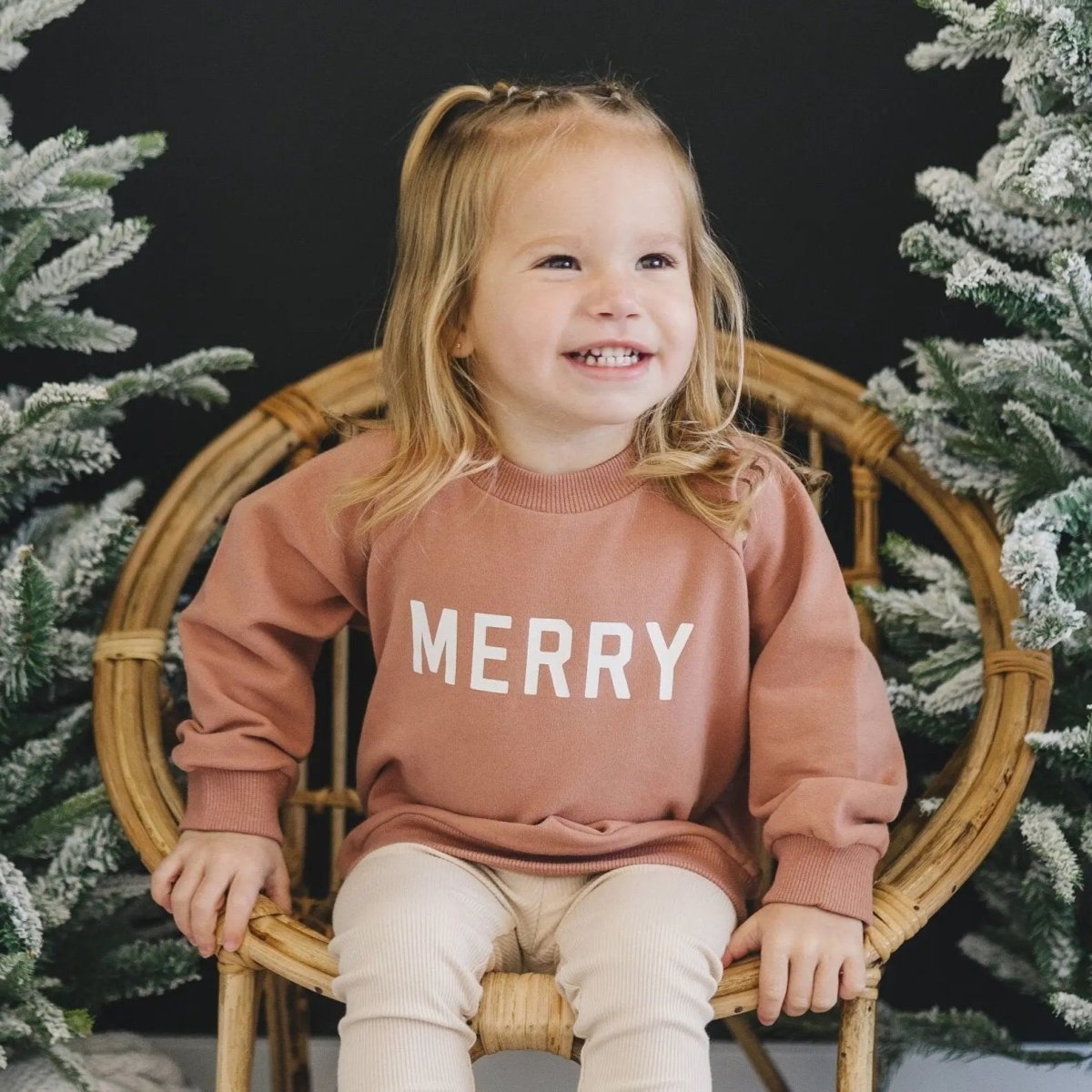 Little Joy Co. Merry Organic Cotton Crewneck Sweatshirt - Red - Everetts Place Boutique - 