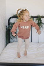 Little Joy Co. Merry Organic Cotton Crewneck Sweatshirt - Red - Everetts Place Boutique - 