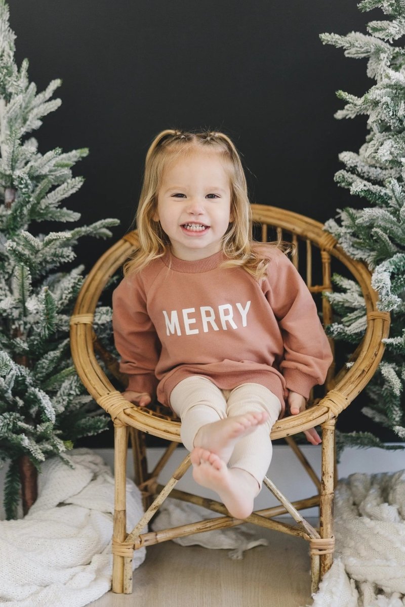Little Joy Co. Merry Organic Cotton Crewneck Sweatshirt - Red - Everetts Place Boutique - 