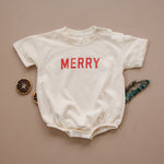 Little Joy Co. Merry Short Sleeved Sweatshirt Romper - Everetts Place Boutique - 