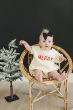 Little Joy Co. Merry Short Sleeved Sweatshirt Romper - Everetts Place Boutique - 