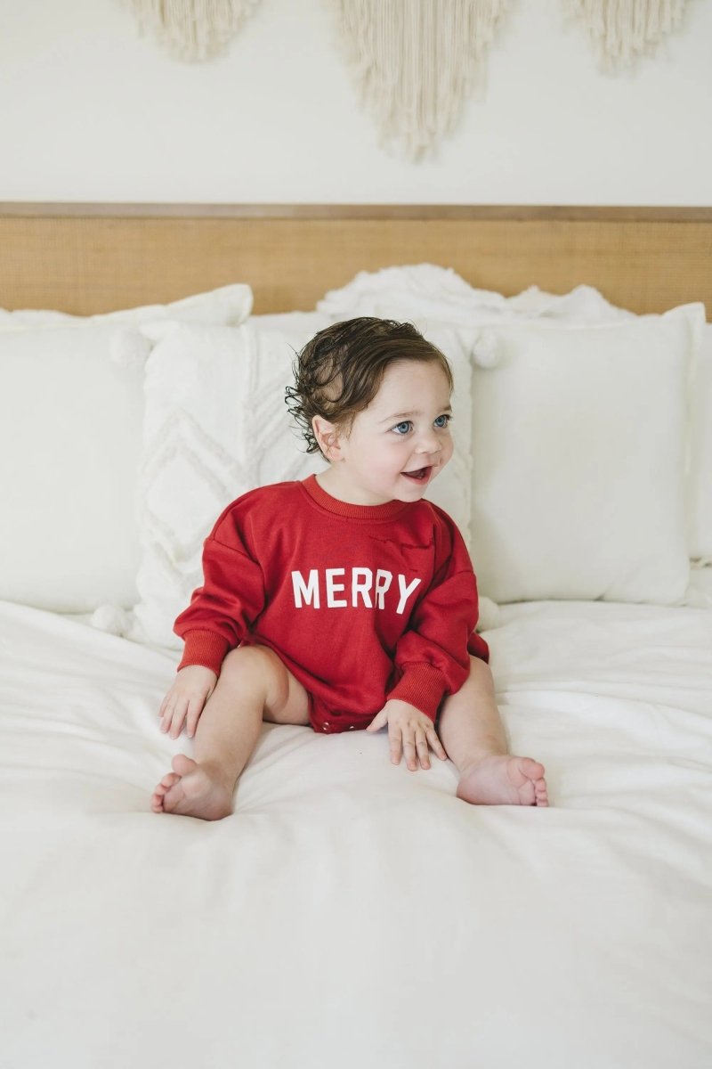 Little Joy Co. Merry Sweatshirt Romper - Everetts Place Boutique - 