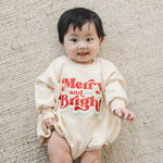Little Joy Co. Merry and Bright Christmas Sweatshirt Romper - Everetts Place Boutique - 