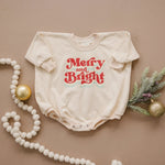 Little Joy Co. Merry and Bright Christmas Sweatshirt Romper - Everetts Place Boutique - 