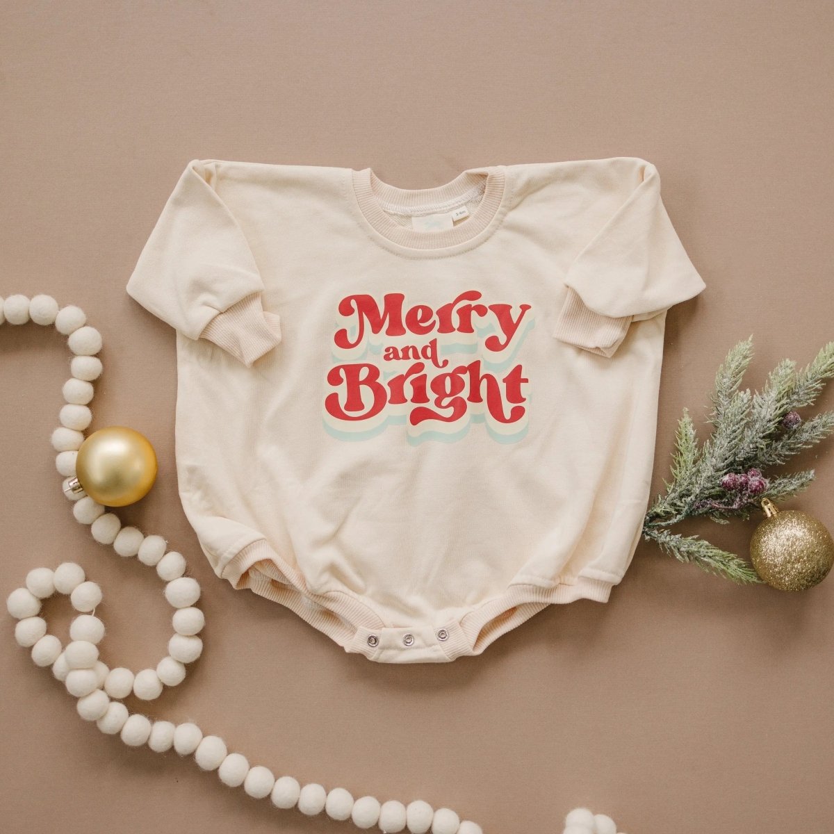 Little Joy Co. Merry and Bright Christmas Sweatshirt Romper - Everetts Place Boutique - 
