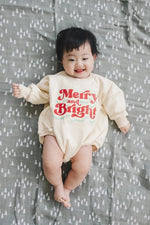 Little Joy Co. Merry and Bright Christmas Sweatshirt Romper - Everetts Place Boutique - 