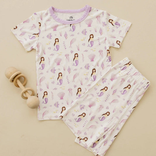 Mias Mermaids 2 Piece Bamboo Pajamas For Kids Soft Cozy Little Joy Co. Everetts Place: Online Boutique