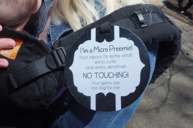 Three Little Tots Micro Preemie No Touching Car Seat Sign Tag - 