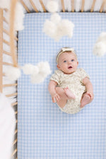 Midnight Blue Gingham Crib Sheet 100 Percent Cotton Fits Standard 52 X 28 Little Mae & Co 