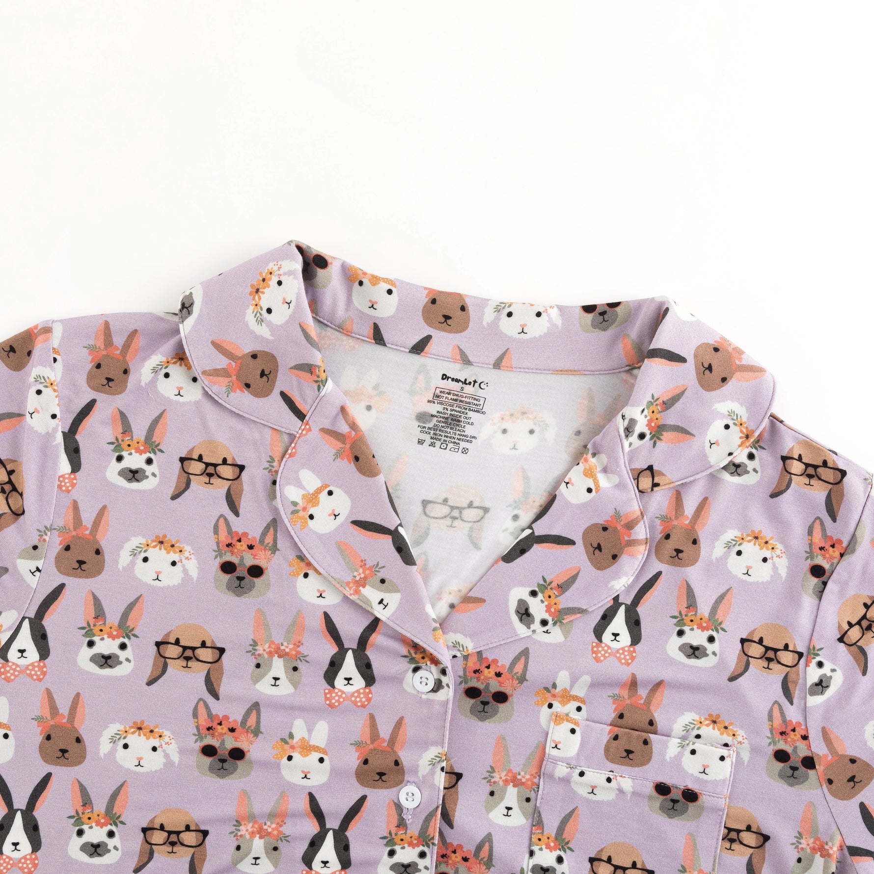 Dreamlet Midsummer Bunnies Womens Bamboo Short Sleeve Pajama Set - Apparel & Accessories > Clothing > Sleepwear & Loungewear Women's PJs