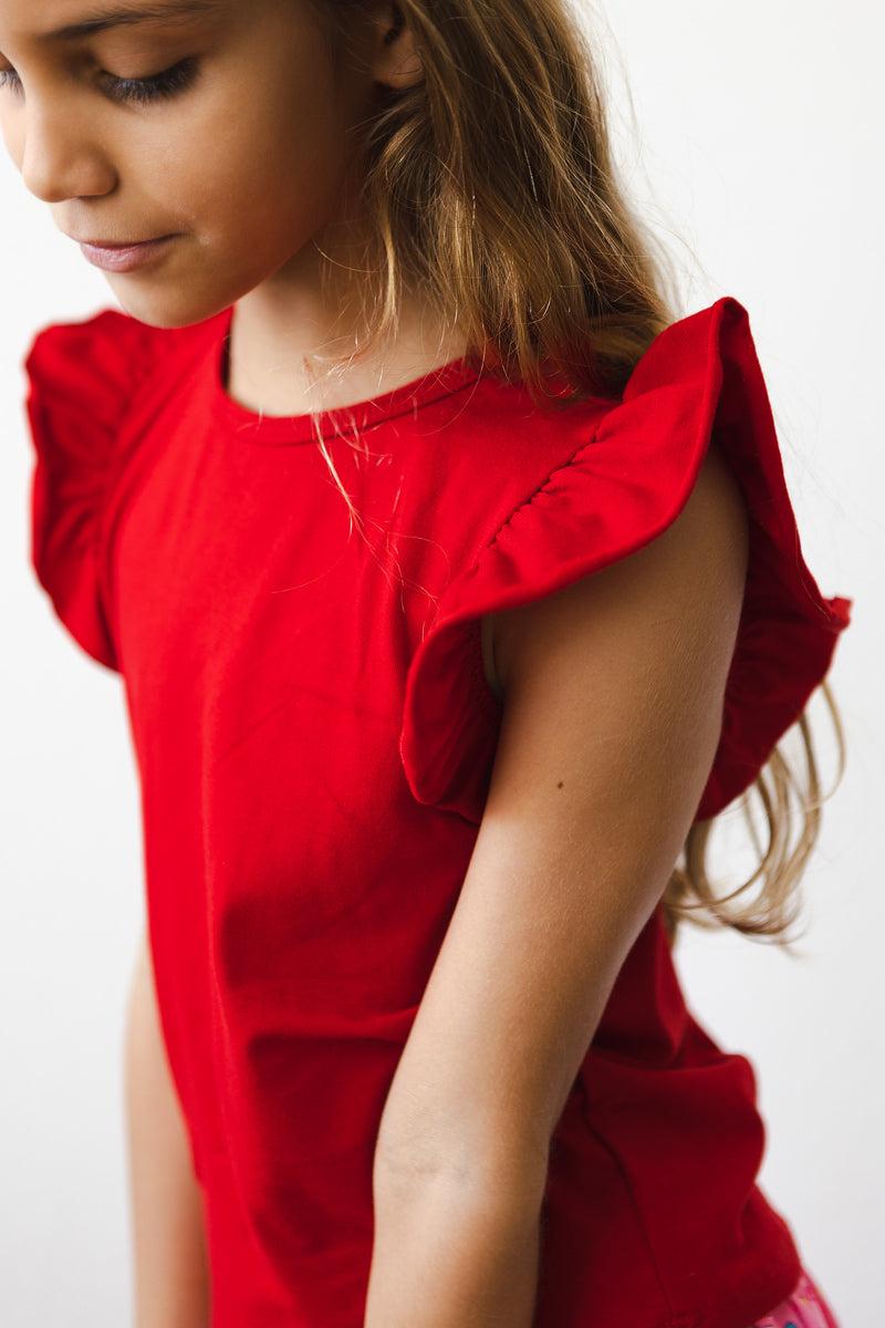 Mila And Rose Red Short Sleeve Ruffle Tee For Girls Mila & Rose ® Everetts Place: Online Boutique