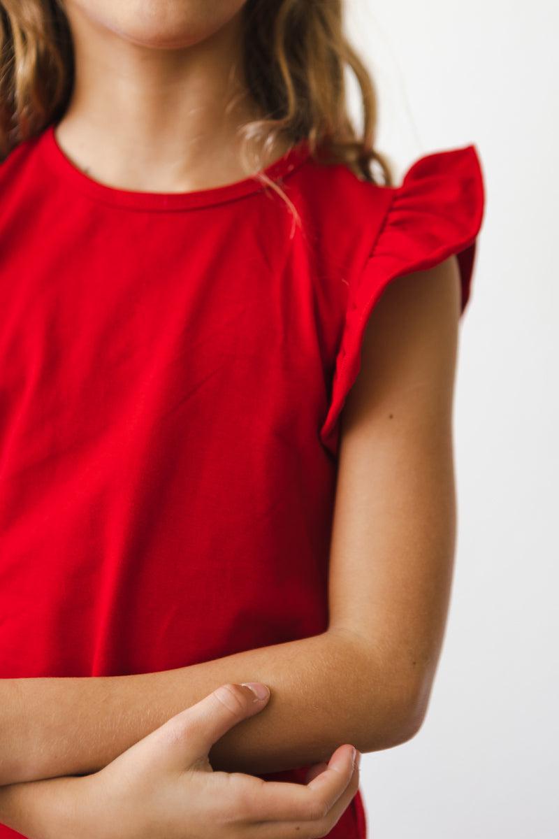 Mila And Rose Red Short Sleeve Ruffle Tee For Girls Mila & Rose ® Everetts Place: Online Boutique
