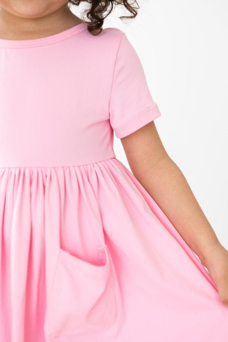 Mila & Rose ® Mila Rose Bubblegum Pink Short Sleeve Pocket Twirl Dress - Everetts Place Boutique - 