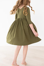 Mila & Rose ® Mila Rose Olive Three Quarter Sleeve Pocket Twirl Dress - Everetts Place Boutique - 