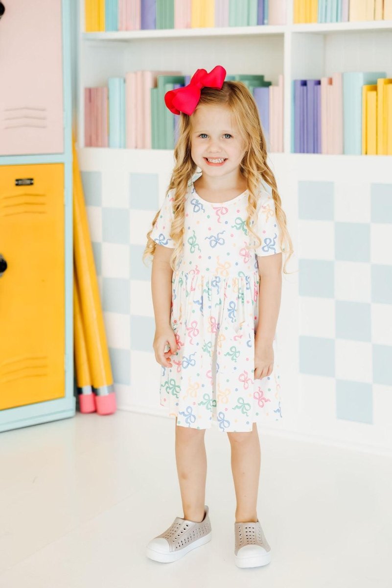 Mila & Rose ® Mila Rose Tied In Love Pocket Twirl Short Sleeve Dress - Everetts Place Boutique - 