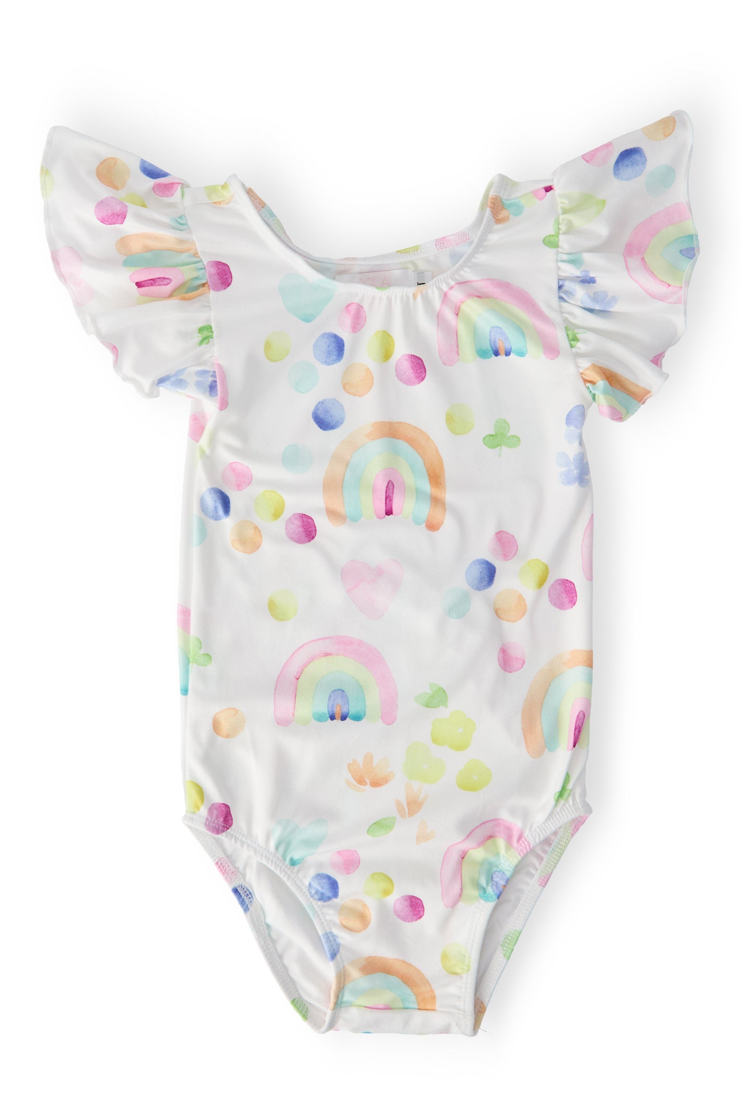 Mila Rose Watercolor Rainbows Flutter Sleeve Leotard Girls Mila & Rose ® Everetts Place: Online Boutique 10.00