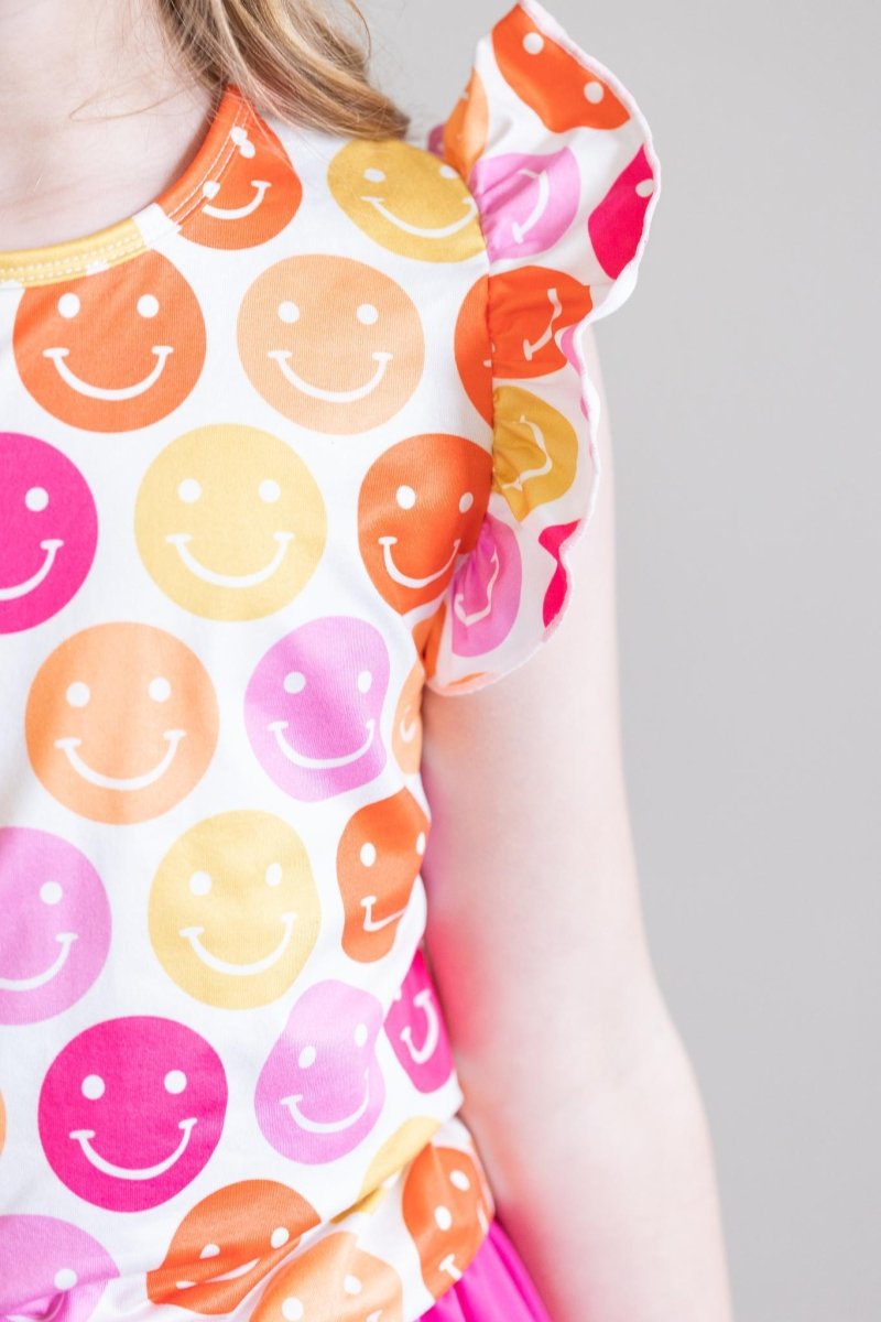 Mila & Rose ® Mila and Rose Dont Worry Be Hippy Short Sleeve Ruffle Tee - Everetts Place Boutique - 