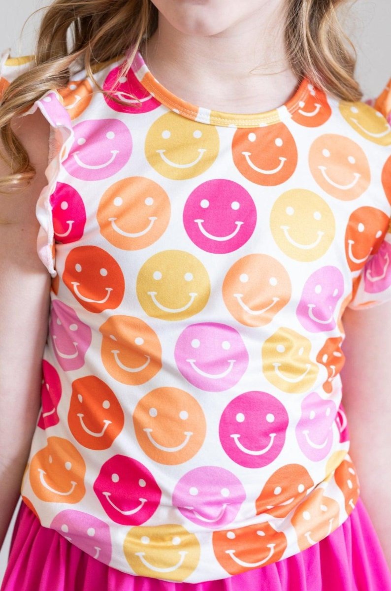 Mila & Rose ® Mila and Rose Dont Worry Be Hippy Short Sleeve Ruffle Tee - Everetts Place Boutique - 