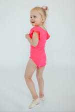 Mila & Rose ® Mila and Rose Neon Pink Flutter Sleeve Leotard for Girls - Everetts Place Boutique - 