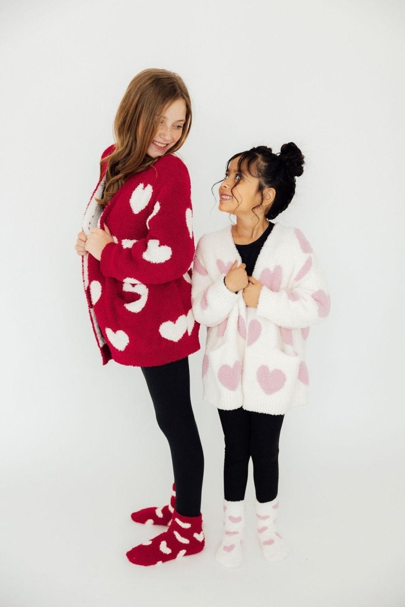 Mila & Rose ® Mila and Rose Red Coconut Heart Cozy Socks for Kids - Everetts Place Boutique - 