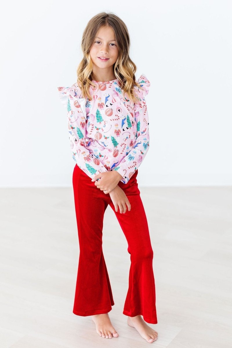 Mila & Rose ® Mila and Rose Red Velvet Bells for Girls Fall Style - Everetts Place Boutique - 
