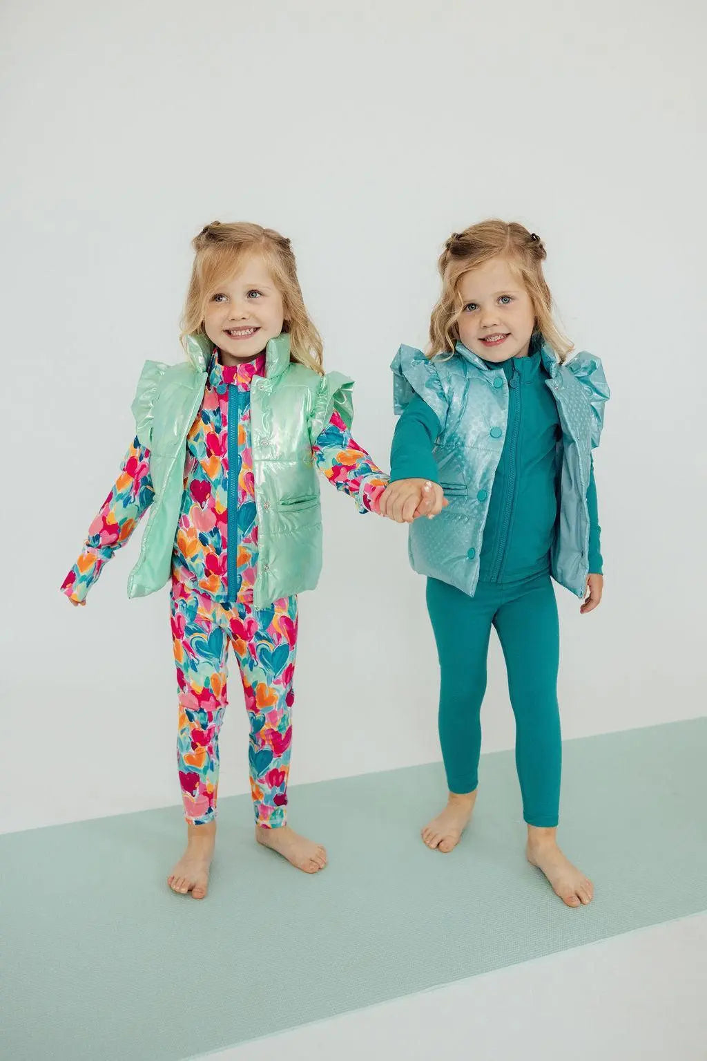 Mint Iridescent Puffer Vest For Winter Layering Warmth Mila & Rose ® Everetts Place: Online Boutique
