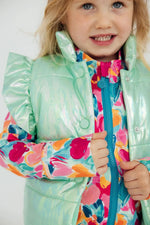 Mint Iridescent Puffer Vest For Winter Layering Warmth Mila & Rose ® Everetts Place: Online Boutique