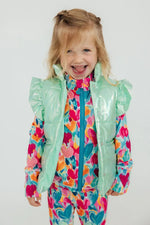 Mint Iridescent Puffer Vest For Winter Layering Warmth Mila & Rose ® Everetts Place: Online Boutique