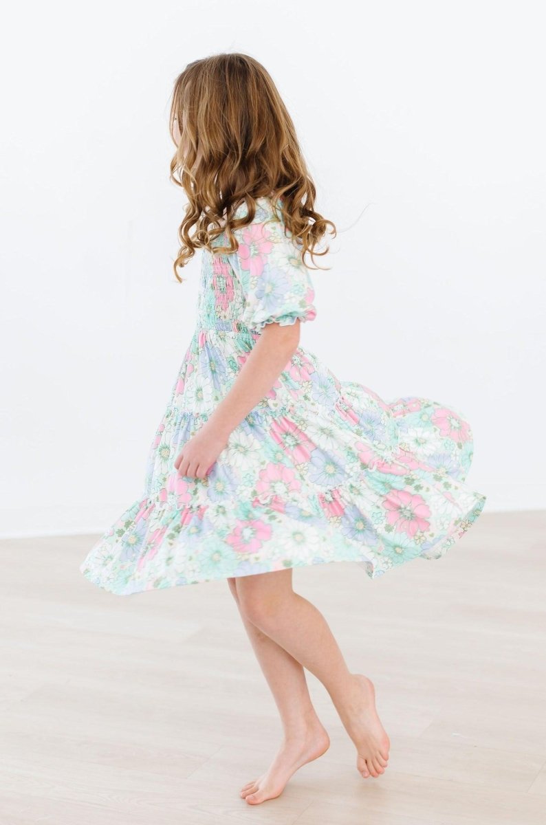 Mila & Rose ® Minty Meadow Smocked Ruffle Dress For Girls Twirl Worthy - Everetts Place Boutique - 
