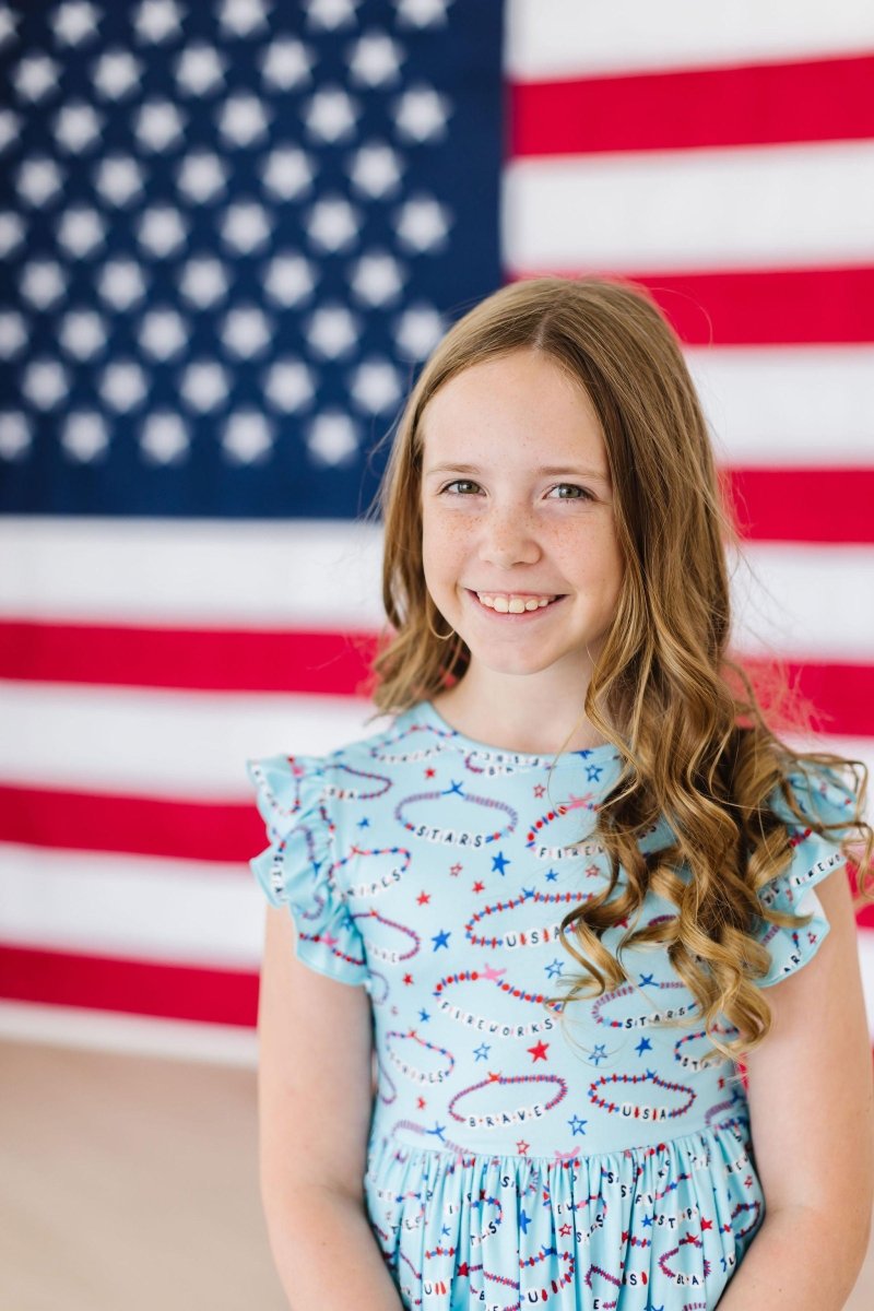 Mila & Rose ® Miss Americana Flutter Sleeve Twirl Dress Mila Version - Everetts Place Boutique - 