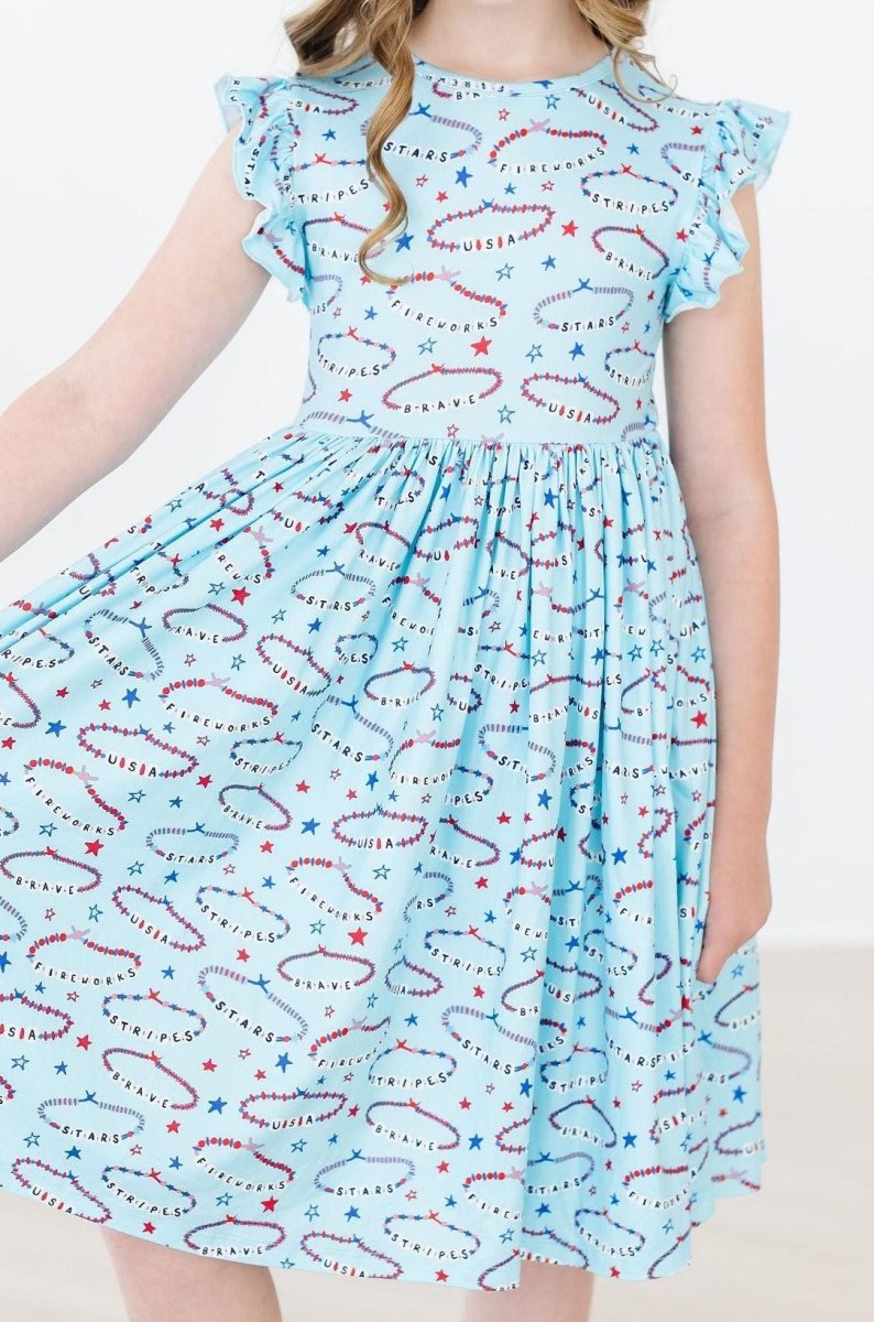 Mila & Rose ® Miss Americana Flutter Sleeve Twirl Dress Mila Version - Everetts Place Boutique - 