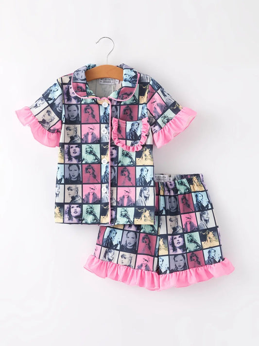 Mommy And Me Black Ruffle Pajama Set Lapel Short Sleeve Rylee Faith Designs Everetts Place: Online Boutique