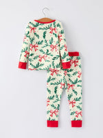 Rylee Faith Designs Mommy And Me Christmas Bow And Holly Print Pajama Set - Everetts Place Boutique - 