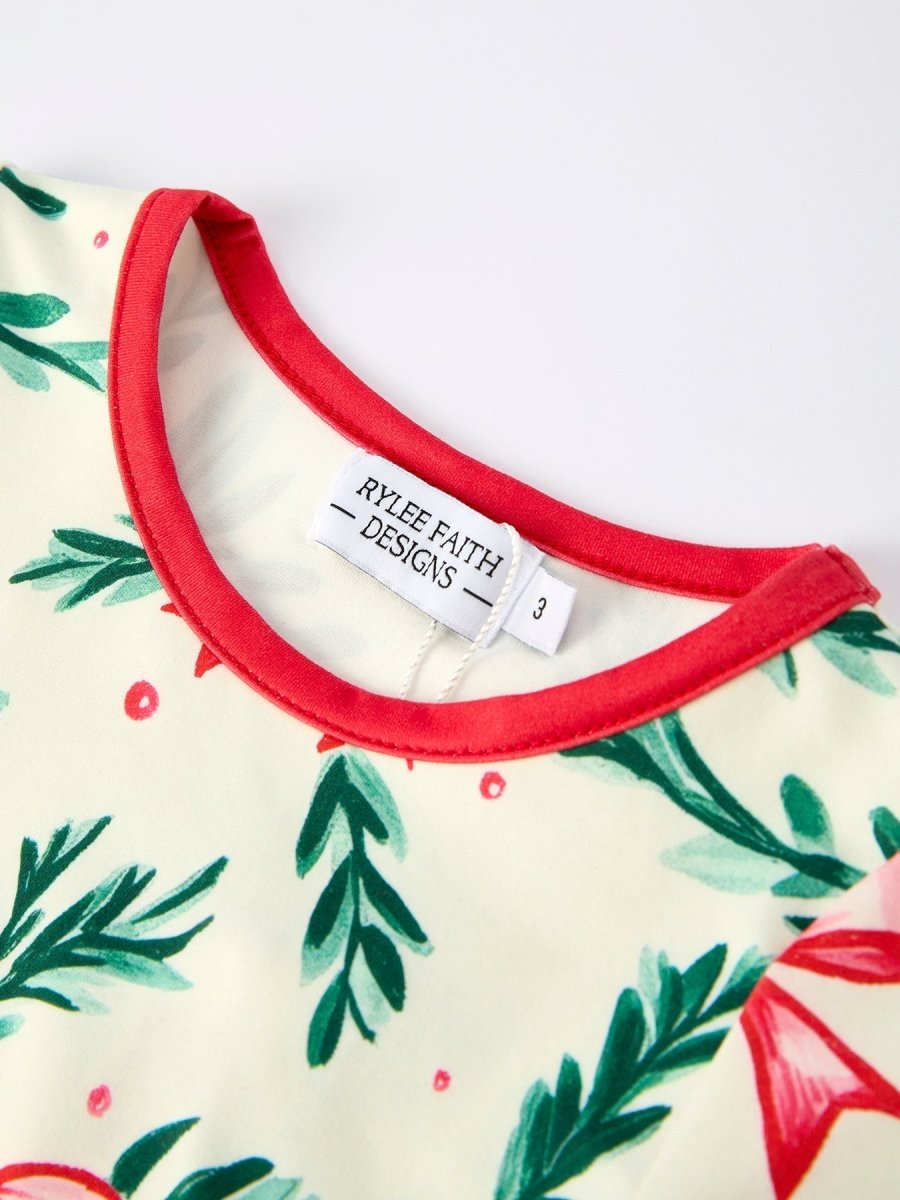 Rylee Faith Designs Mommy And Me Christmas Bow And Holly Print Pajama Set - Everetts Place Boutique - 