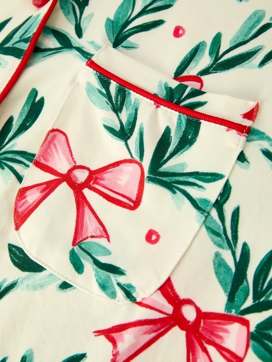 Rylee Faith Designs Mommy And Me Christmas Bow And Holly Print Pajama Set - Everetts Place Boutique - 