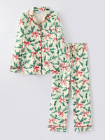 Rylee Faith Designs Mommy And Me Christmas Bow And Holly Print Pajama Set - Everetts Place Boutique - 