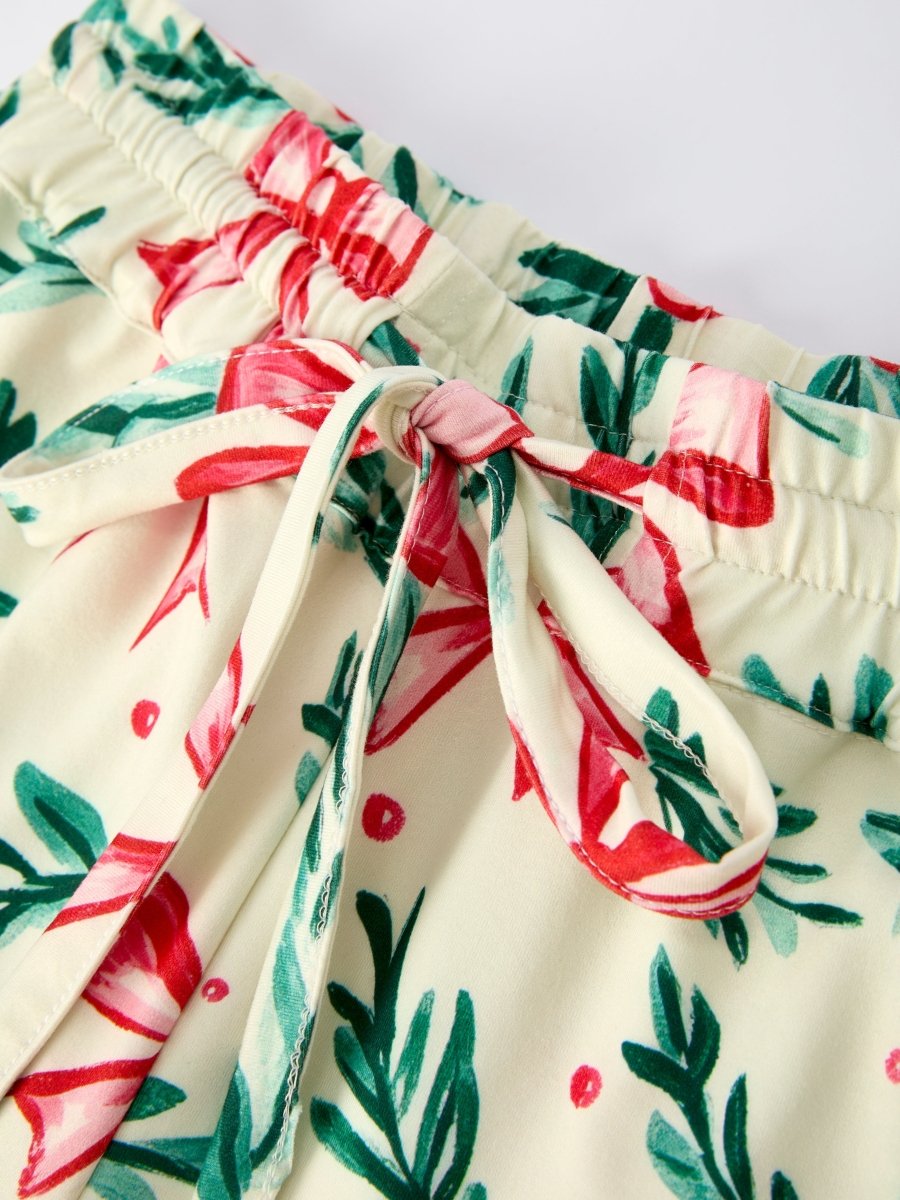 Rylee Faith Designs Mommy And Me Christmas Bow And Holly Print Pajama Set - Everetts Place Boutique - 