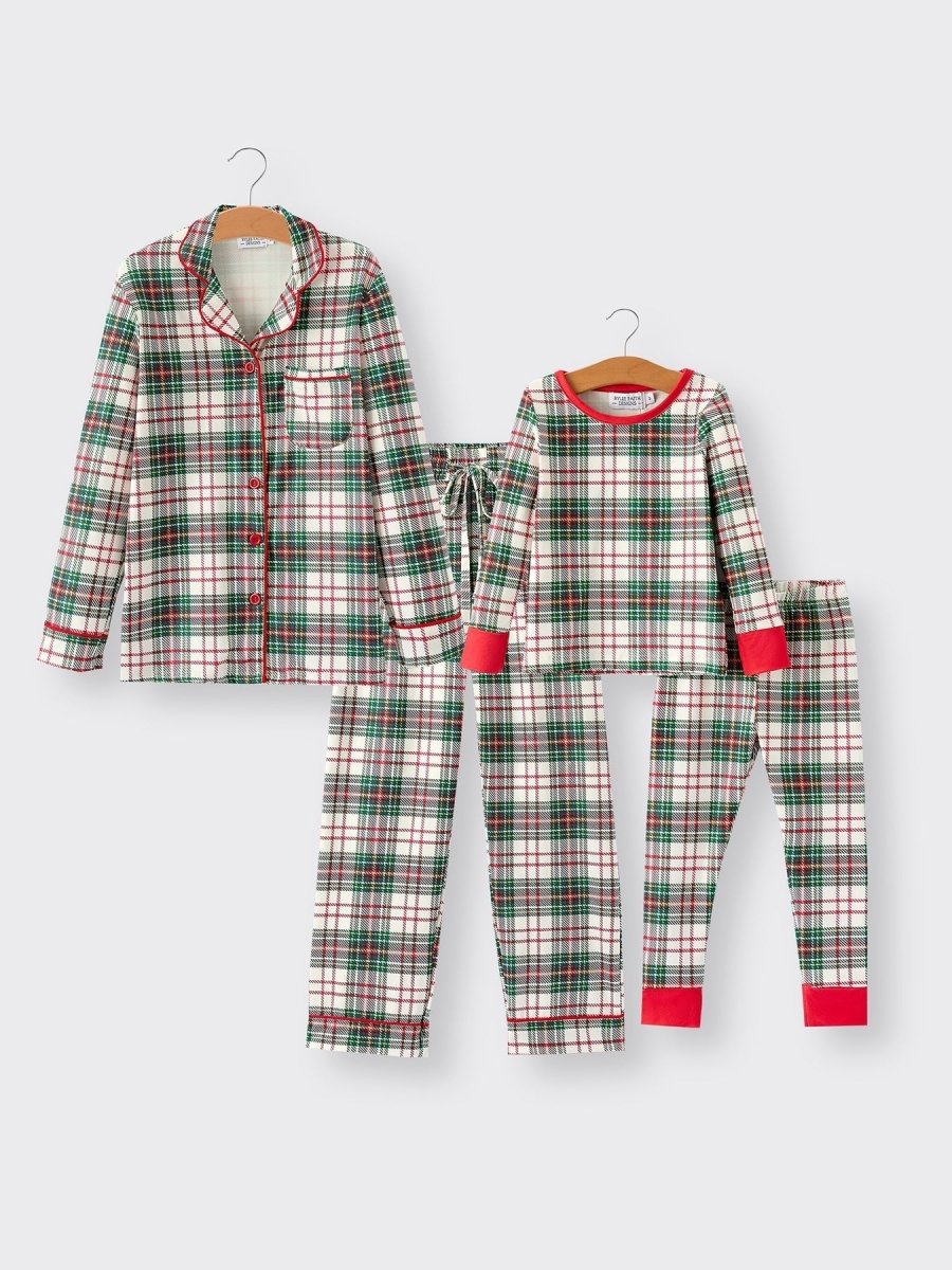 Rylee Faith Designs Mommy And Me Christmas Plaid Pajamas Set With Long Sleeves - Everetts Place Boutique - 